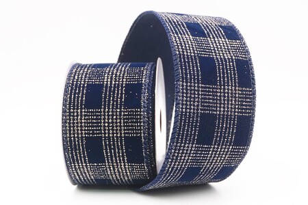 Blue Classic Plaid Check Wired Ribbon_KW0468GC-4-4